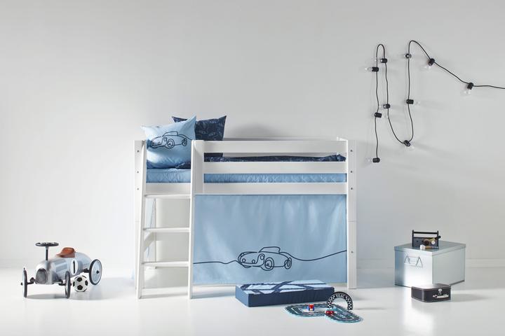 Actual product image Hoppekids CARS curtain for half-high cribs (lying surface 70x160 cm) in DREAM BLUE