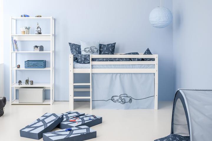 Actual product image Hoppekids CARS curtain for half-high cribs (lying surface 70x160 cm) in DREAM BLUE