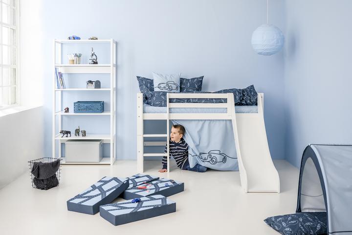 Actual product image Hoppekids CARS curtain for half-high cribs (lying surface 70x160 cm) in DREAM BLUE