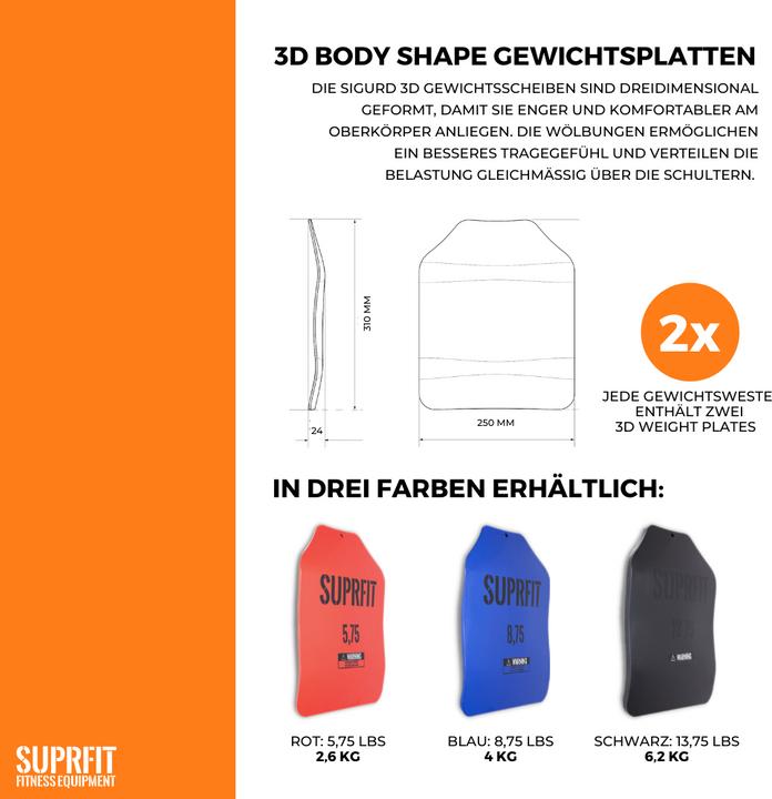 Actual product image Suprfit Sigurd 3D Weight Vest (1 x 8 kg)