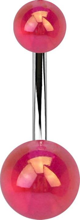 Image du produit Star Piercing Banane argentée avec deux boules recouvertes de métal rose (sans laiton, Acier chirurgical 316L, Acrylique)