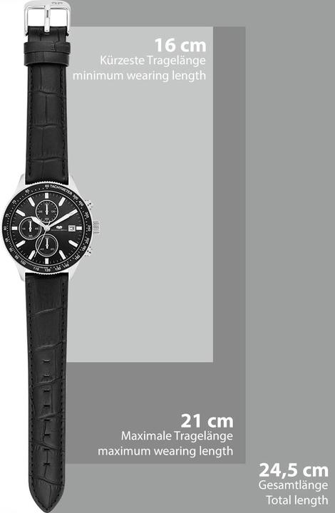 Actual product image Mens Chronograph Carthago II Genuine Leather Black - 31944 (Chronograph, 43 mm)