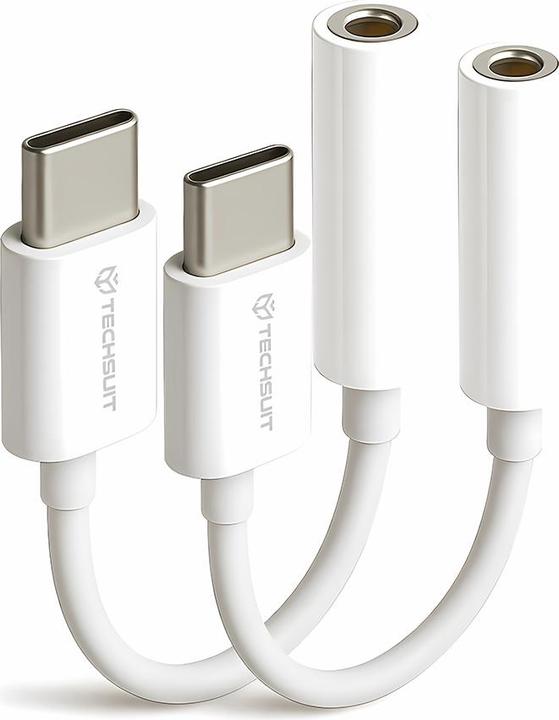 Produktbild Techsuit - (2 pack) Cable Adapter MusicBox (AC18) - Type-C to 3.5mm Jack, 3A, Plug and Play - White