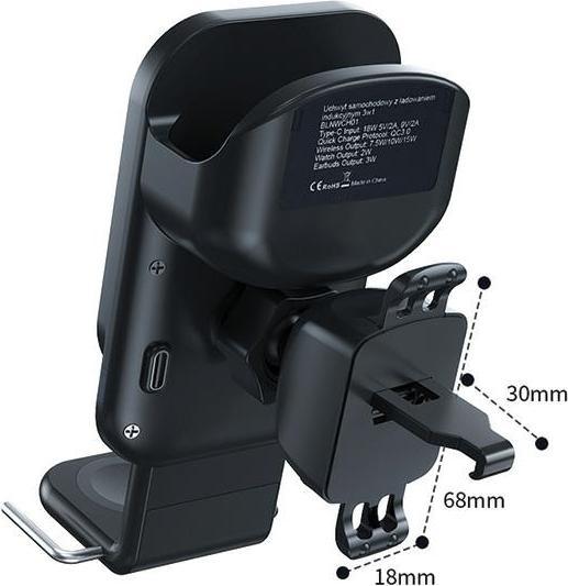 Actual product image Beline uchwyt samochodowy z ładowaniem indukcyjnym BLNWCH01 3w1 Smartphone/iWatch/Airpods