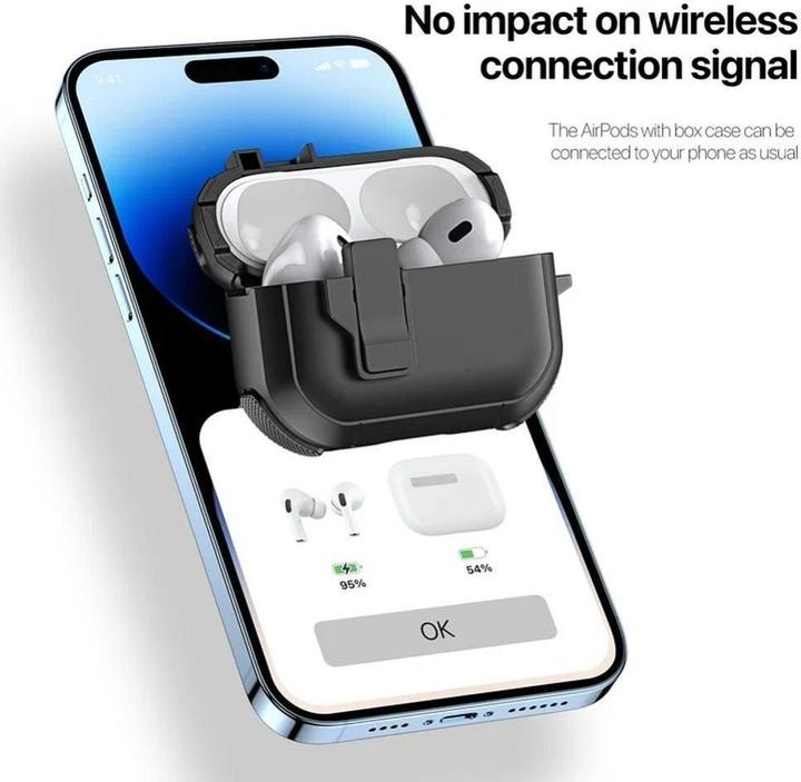 Productafbeelding Dux Ducis Headphone case - AirPods 4 PECP Series PC+TPU Cover with Hook Black (Hoes voor oplaadkoffer)