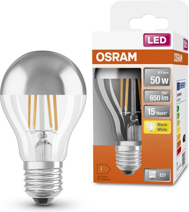 Produktbild Osram Led Retrofit Classic A Mirror (E27, 6.50 W, 650 lm, 1 x, F)
