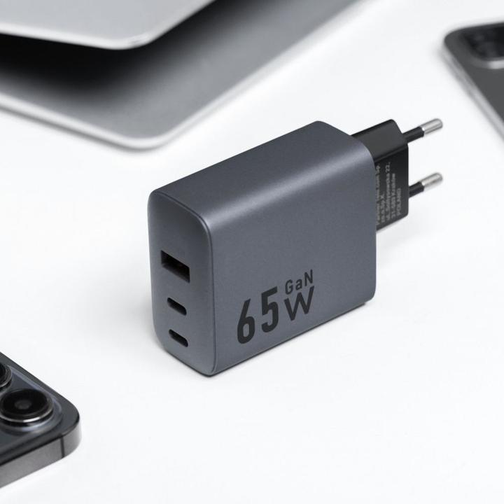 Forcell Adapter F-ENERGY GaN VT-42B travel charger 2 x Type C + USB A PD QC4.0 4A 65W gray (65 W)