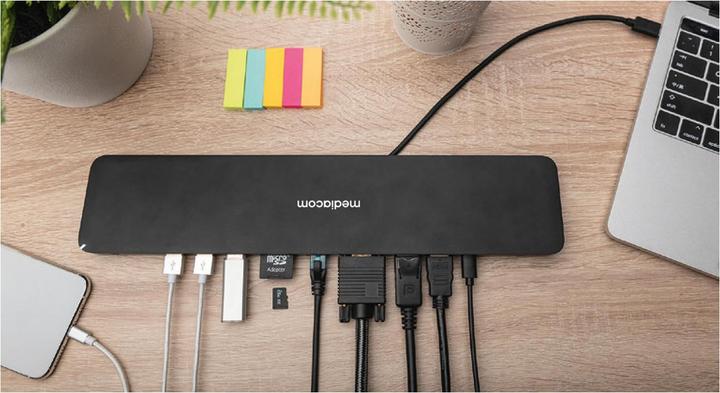 Image du produit Mediacom M-DOCKTPCP réplicateur de ports et station d'accueil pour ordinateurs portables USB filaire 3.2 Gen (USB-C, 8 Ports)
