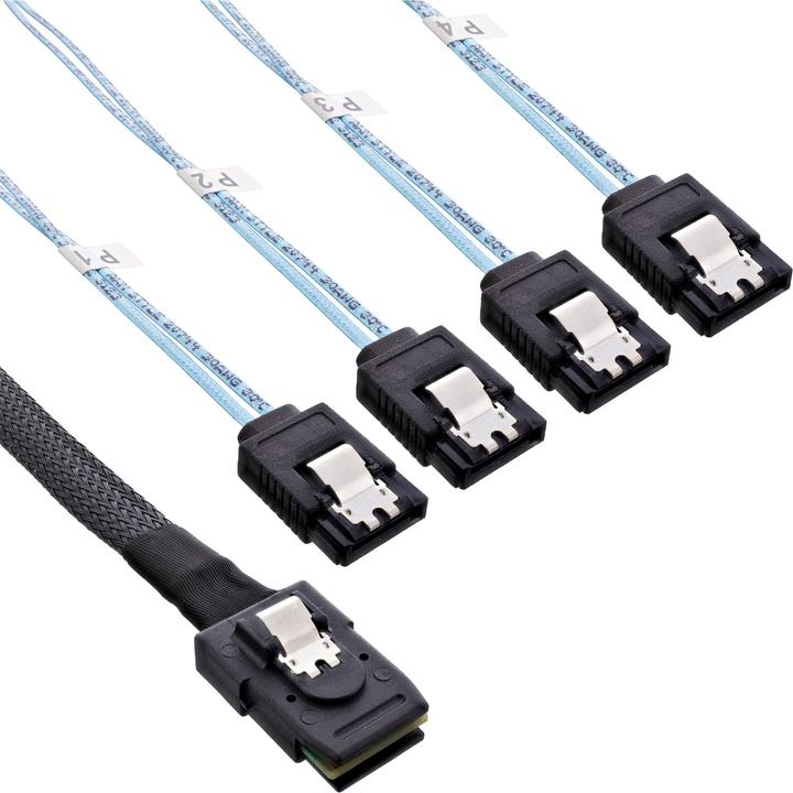Produktbild InLine SAS-Kabel (OCF), 1x Mini-SAS zu 4x SATA
