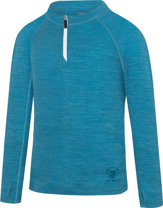 Actual product image Normani Kids merino long sleeve with 1/4 zip "Nyapari" - 9545 (134, 140)