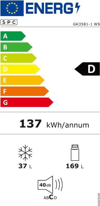 Label énergétique SPC GK3581-1 WS (206 l)
