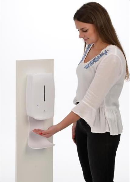 Actual product image Update Displays Disinfectant dispenser Wood NoTouch melamine white