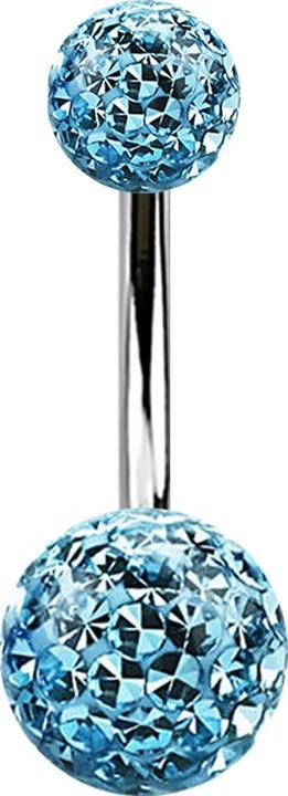 Immagine prodotto Star Piercing Banana argento con due sfere di cristallo strato protettivo epossidico aqua (Titanio G23, senza ottone)