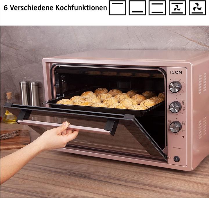 Actual product image Icqn XXL Vrijstaande Oven - 60L - Convectie Mini Oven - Hetelucht /u0026 Grillfunctie - Gemailleerde Holt