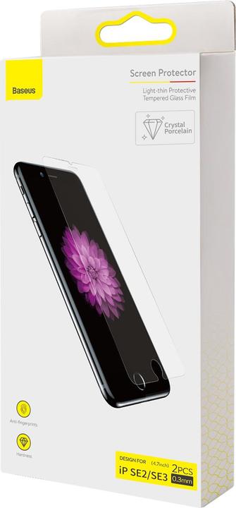 Produktbild Baseus iPhone SE 20/22 / 8 / 7 - 2 Stk. Panzerglas Front Schutzfolie (2 Stück, Apple iPhone SE (2nd Gen), Apple iPhone SE (3rd Gen))