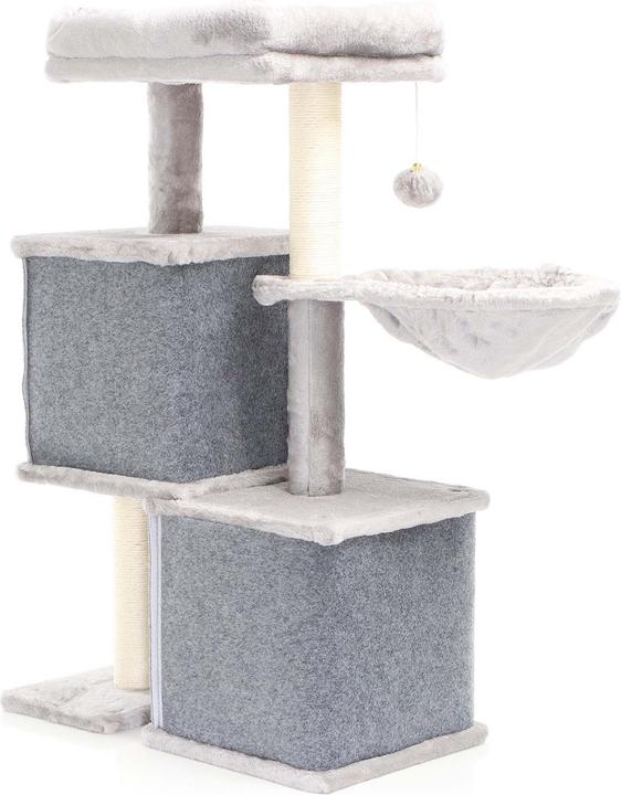 Produktbild Fudajo Kratzbaum Grau 2 Katzenhäuser 89,5cm Katzenkratzbaum Katzenmöbel Katze (89.50 cm, Grau)