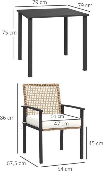 Image du produit Swisshandel24 Ensemble de meubles de jardin en rotin, 5 pièces, balcon pour 4 personnes, 1 table, 4 chaises (79 cm)