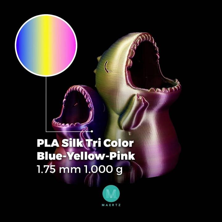Produktbild Maertz PLA Silk Tri Color Blue-Yellow-Pink 1.75 mm 1.000 g (PLA, 1.75 mm, 1000 g, Mehrfarbig)