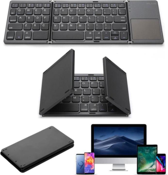 Produktbild Apfelkiste Faltbare Mini Bluetooth Tastatur Keyboard (QWERTY) mit Touchpad (US, Kabelgebunden)