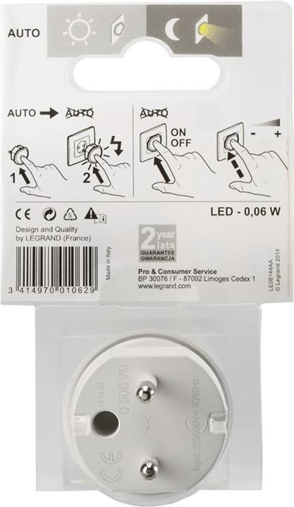 Produktbild Legrand Dimmbares LED-Steckdosen-Nachtlicht mit integriertem Dämmerungssensor