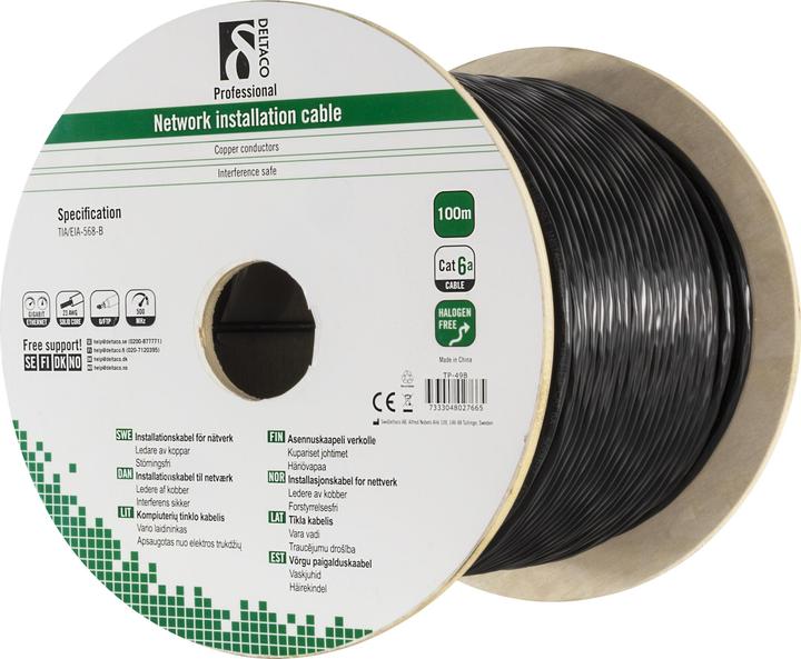 Actual product image Deltaco TP-49B networking cable Black Cat6a U/FTP (STP)