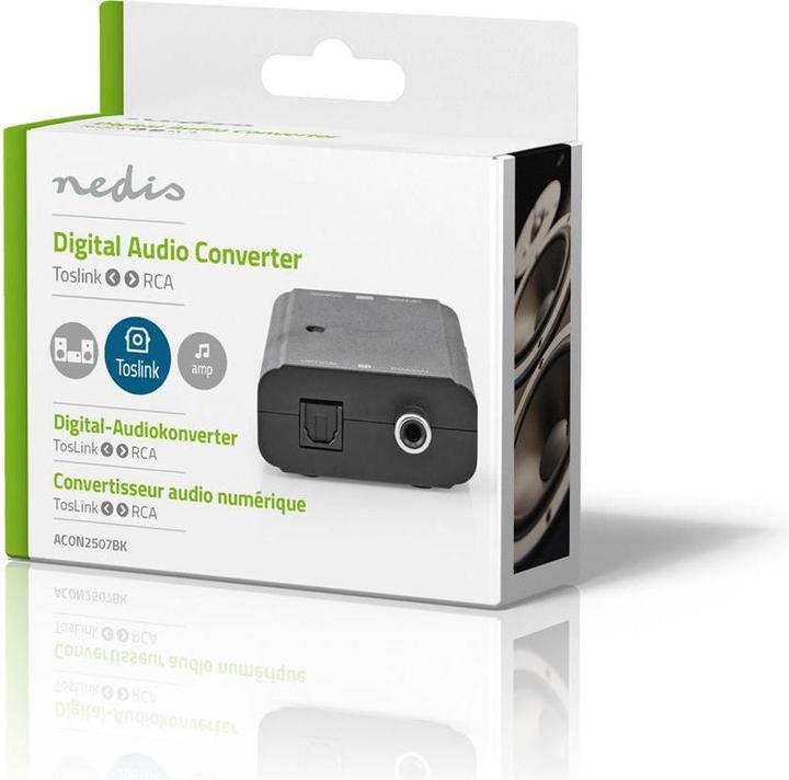 Produktbild Nedis Digital Audio Converter 2-Weg Anschlüsse - Eingang: 1x S / PDIF (RCA) Buchse / 1x TosLink Buch (0.05 m, Optisch)