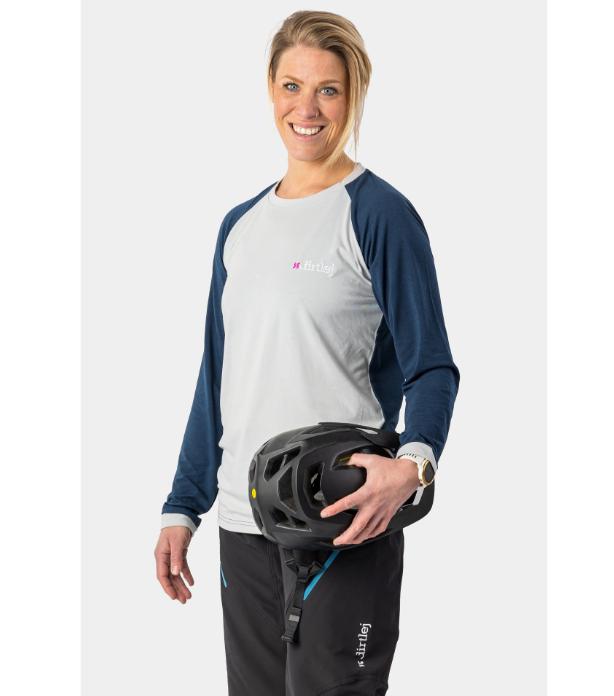Immagine prodotto dirtlej Maglia da donna Mountee drirelease® Merino a maniche lunghe, grigio/blu, XL (XL)
