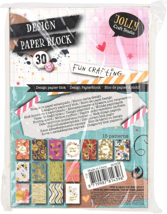 Productafbeelding Jolly Craft Studio Ontwerp blokpatroon, 30 vellen (30 x)