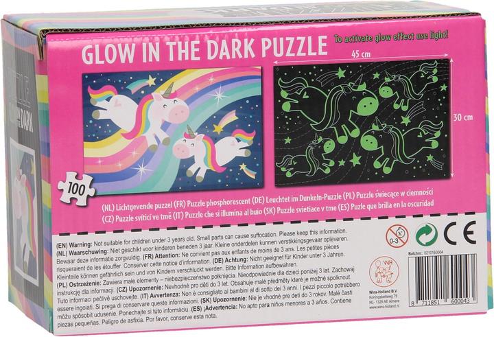 Produktbild Wins Holland Puzzle Glow in the Dark - Einhorn, 100tlg. (100 Teile)