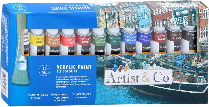 Artist&Co Acrylic paint, 12pcs. (Multicoloured, 144 ml)