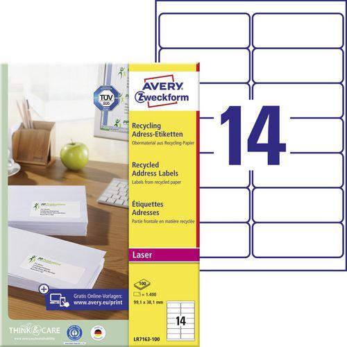 Image du produit Avery Étiquettes d'adresse recyclées LR7163-100 99.1 x 38.1 mm Blanc 1400 étiquettes