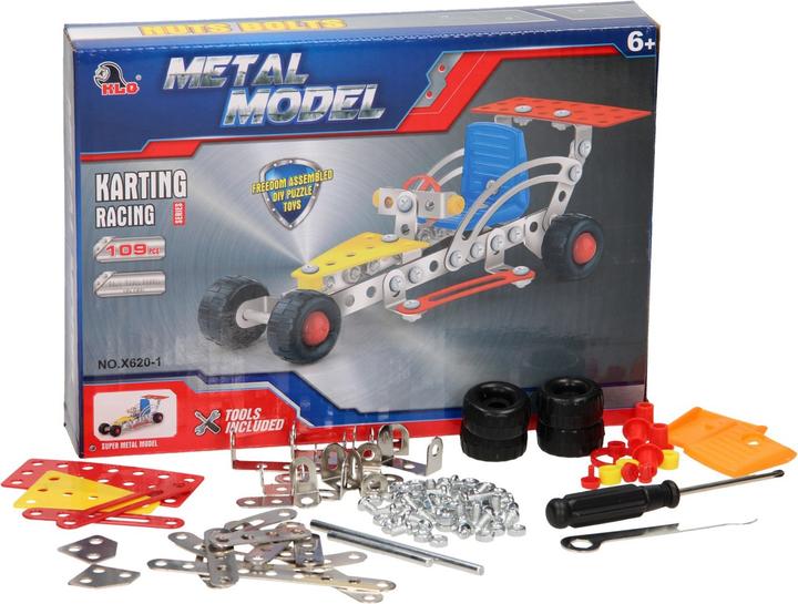 Actual product image Klq Construction metal racing car, 109 pcs.