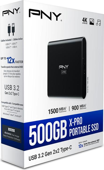 Actual product image PNY SSD EliteX-PRO 500 GB External Drive, Black (PSD0CS2260-500-RB) (500 GB)