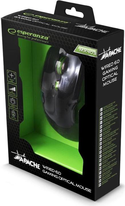 Produktbild Esperanza EGM403G - 5901299925478 EGM403G MX403 APACHE - with cable 6D GAMING Optical mous (Kabelgebunden)