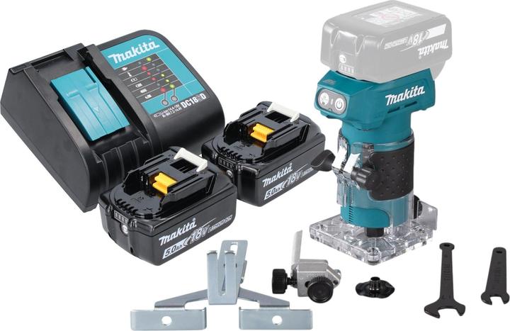 Produktbild Makita DRT 52 ST Akku Kantenfräse 18 V 6 mm Brushless + 2x Akku 5,0 Ah + Ladegerät