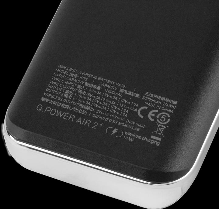 Actual product image Momax Q.POWER AIR 2+ Wireless External Battery Pack 20,000mAh (PD 18W + QC3.0 + 10W Wireless)