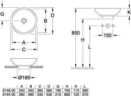 Actual product image Villeroy & Boch V&B Countertop washbasin LOOP & FRIENDS with ÜL d= 380mm white (200 mm, 380 mm)
