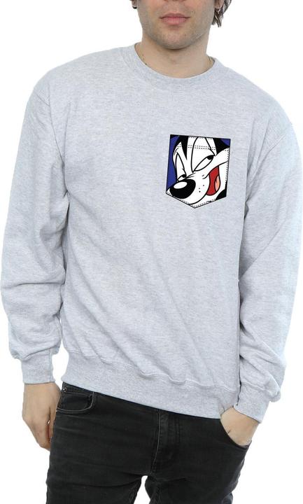Actual product image Looney Tunes Mens Pepe Le Pew Face Faux Pocket Sweatshirt (M)