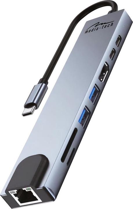Immagine prodotto Media-Tech HUB USB 8 IN 1 GIGA LAN HUB MT5046 (USB-C, 6 Porti)