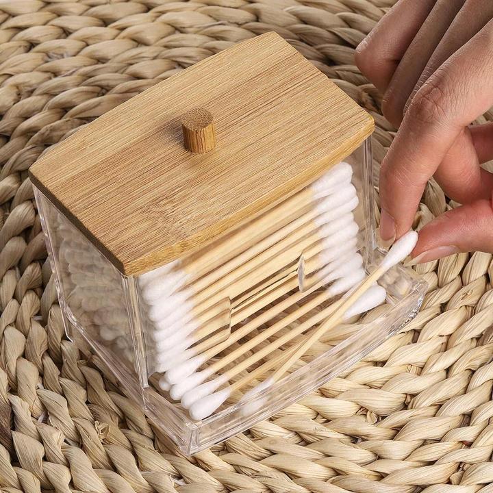 Produktbild PhoneLook Schöner Wattestäbchenhalter / Spender Wattebällchen Aufbewahrer aus & Glas