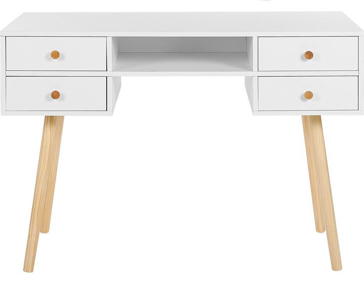 Actual product image Beliani Desk white 110 x 55 cm 4 drawers LEVIN (110 x 55 x 78 cm)