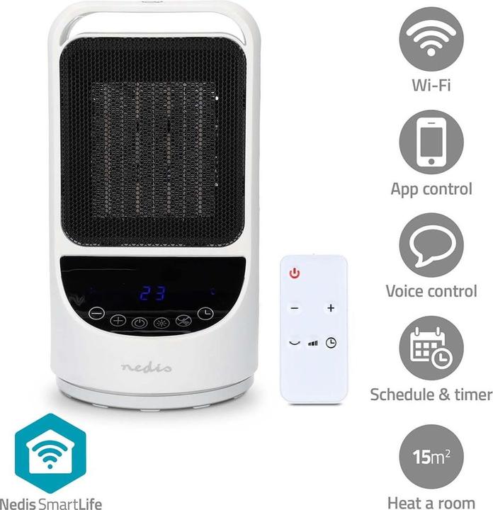 Actual product image Nedis SmartLife ceramic PTC fan heater | Wi-Fi | 1500 W | 2 heat settings | oscillation | display (1500 W)