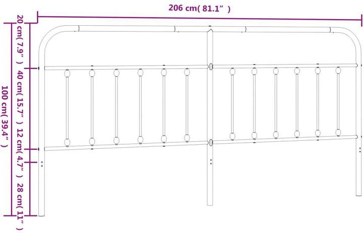 Actual product image VidaXL Kopfteil Metall Weiss 200 cm, Farbe: Weiss, Material (206 x 3 x 100 cm)