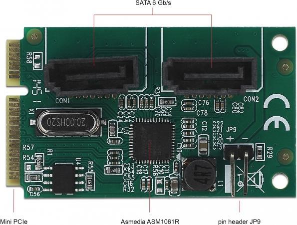 Actual product image Delock Mini PCIe converter to 2 x SATA with RAID