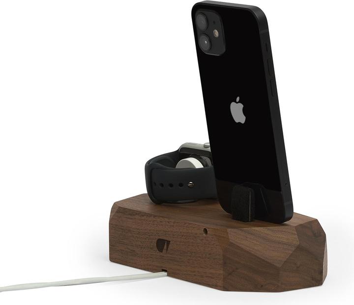 Produktbild Oakywood Combo Dock - Dockingstation aus Holz - zum Aufladen von iPhone und Apple Watch - Walnuss -
