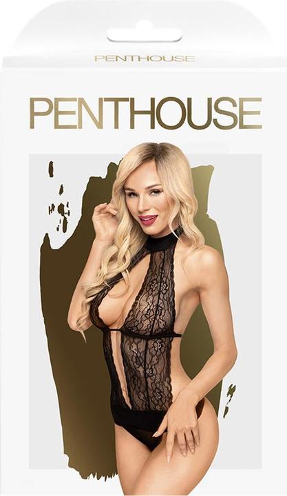 Productafbeelding Penthouse Lingerie Perfect lover - hoge hals sleutelgat playsuit - zwart (M/L)