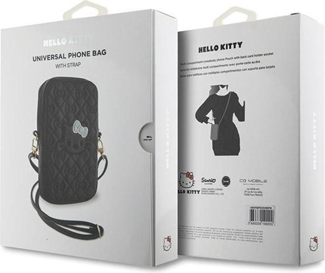 Immagine prodotto Hello Kitty Custodia a tracolla in pelle PU Qulited - nero (Apple iPhone 16)