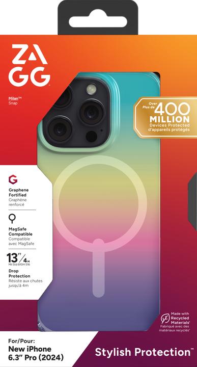 Immagine prodotto Zagg Milan Snap MagSafe Custodia per iPhone 16 Pro - Iridescente (Apple iPhone 16 Pro)