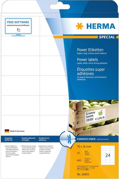 Actual product image Herma Power labels A4