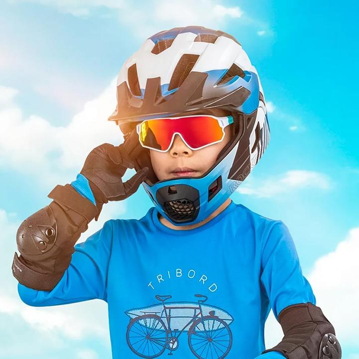 Produktbild Rockbros 14110009003 polarized cycling glasses for children 8-14 years old - green and white (Weiss, Green)